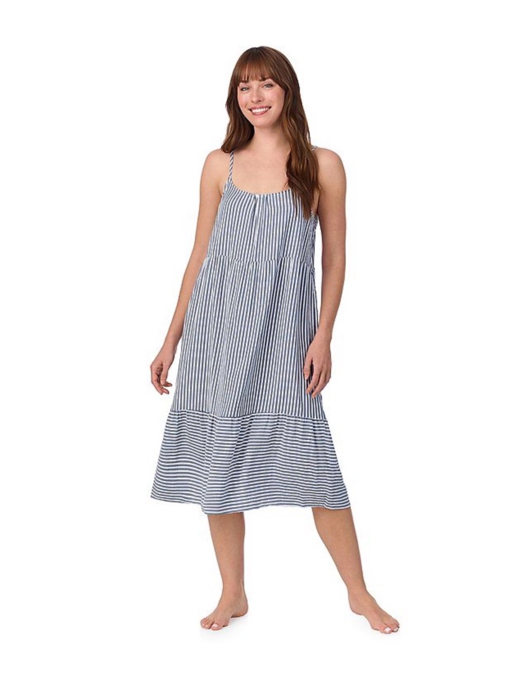 Draper James Navy and White Striped Midi Sundress